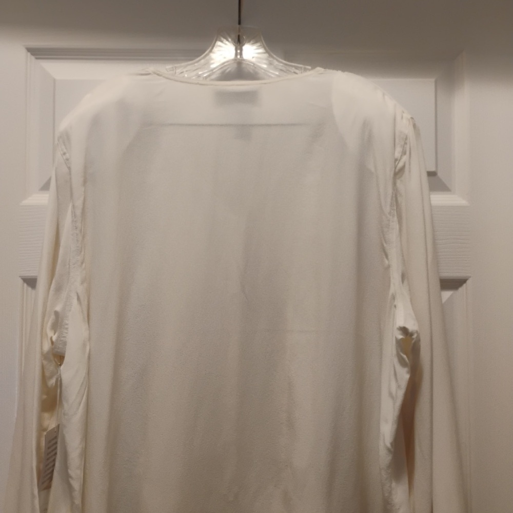 NWT Diane Gilman 100% Silk Oriental Tunic Blouse Gold Metallic Details Size 1X - Picture 5 of 8